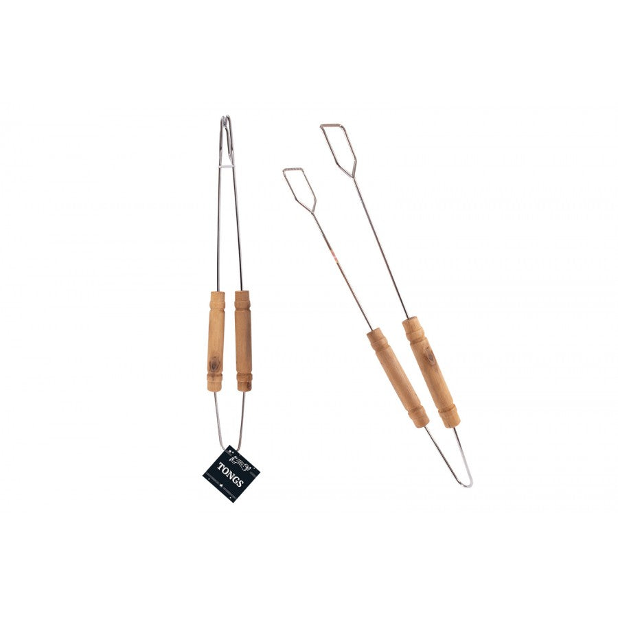 RSW BBQ TONGS 42.5CM WITH WOOD HANDLES. AM4099 \\\KD22106