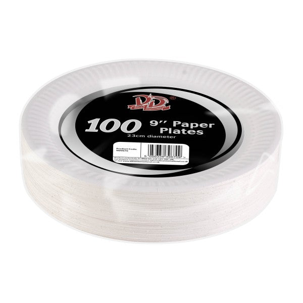 DISPOSABLE PAPER PLATES 23CM / 9 INCH 100/PK. DD9670 \\\KD22171