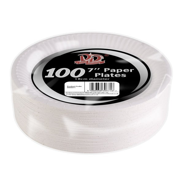 DISPOSABLE PAPER PLATES 18CM / 7 INCH 100/PK. DD9671 \\\KD22172