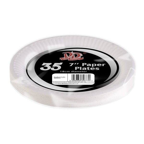 DISPOSABLE PAPER PLATES 7 INCH / 18CM 35/PK. DD9673 \\\KD22174