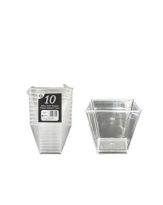PLASTIC MINI SQUARE DESSERT PARTY TASTING CUPS 2OZ / 60ML 10/PK. DD9751 \\\KD22175