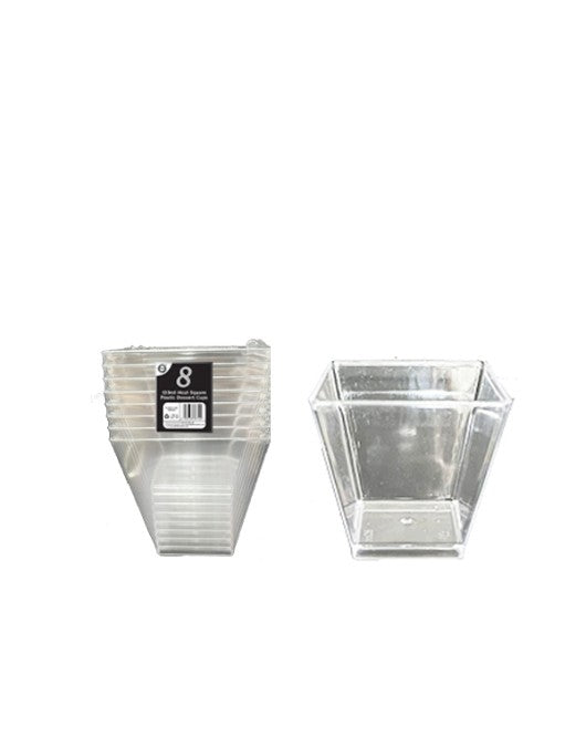 PLASTIC SQUARE DESSERT PARTY CUPS 4OZ / 120ML 8/PK. DD9752 \\\KD22176