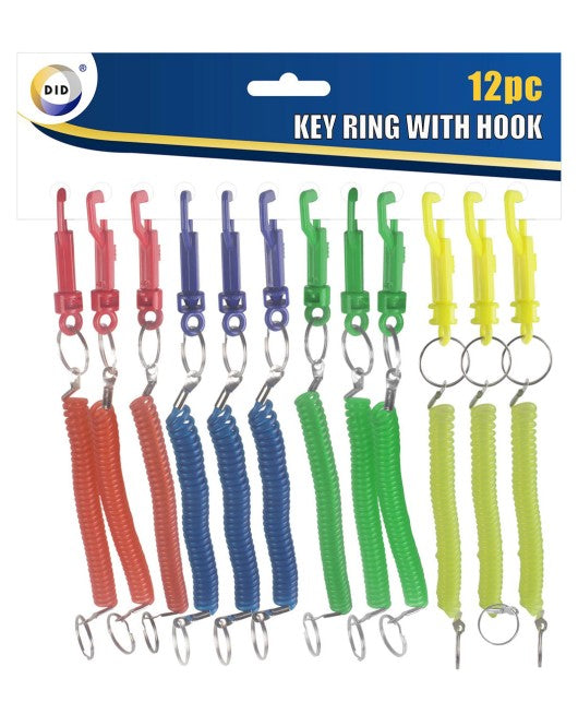 STRETCHY SPRIAL KEY RING WITH HOOK 12/PK. HW5995 \\\KD22206