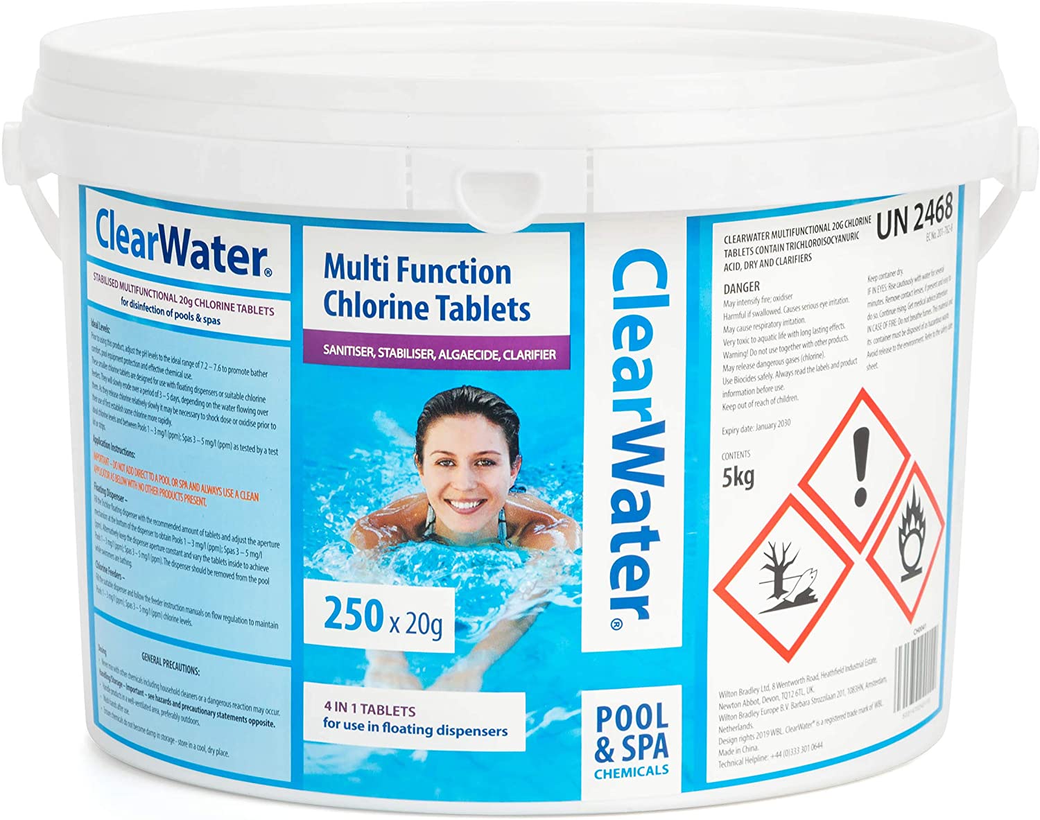 CLEARWATER 5 KG MULTIFUNCTION CHLORINE TABLETS 4 IN 1. CH0041 \\\KD22217