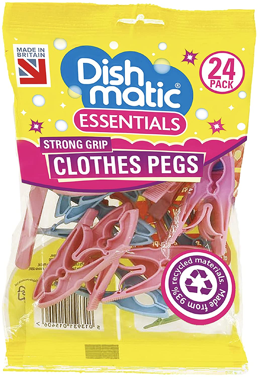 DISHMATIC STRONG GRIP CLOTHES PEGS 24 PK ASSORTED COLOUR. UK-DM2-PG7D-10 \\\KD22239