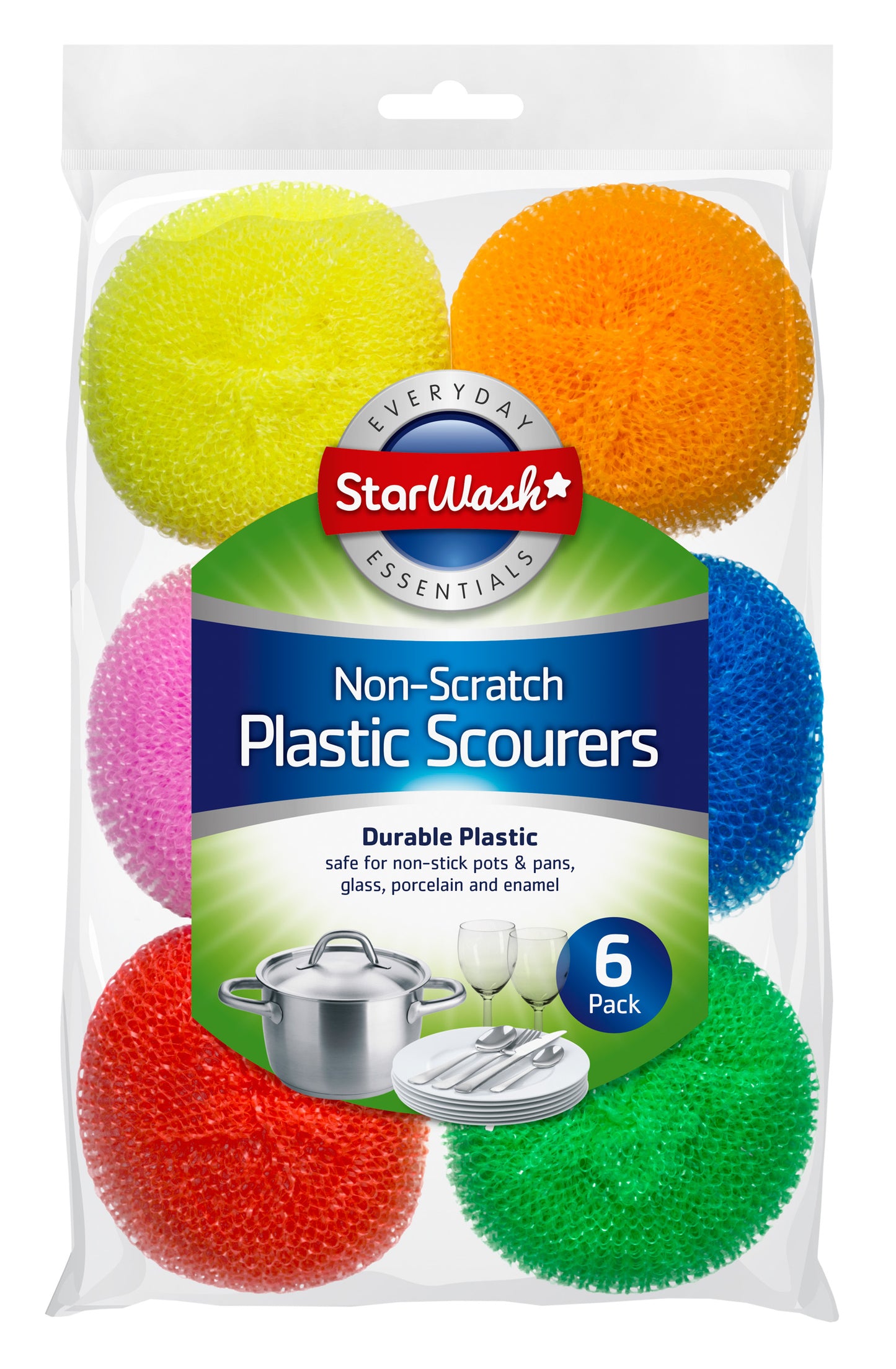 STARWASH 6PK NON SCRATCH PLASTIC SCOURERS. Z64264 \\\KD22241