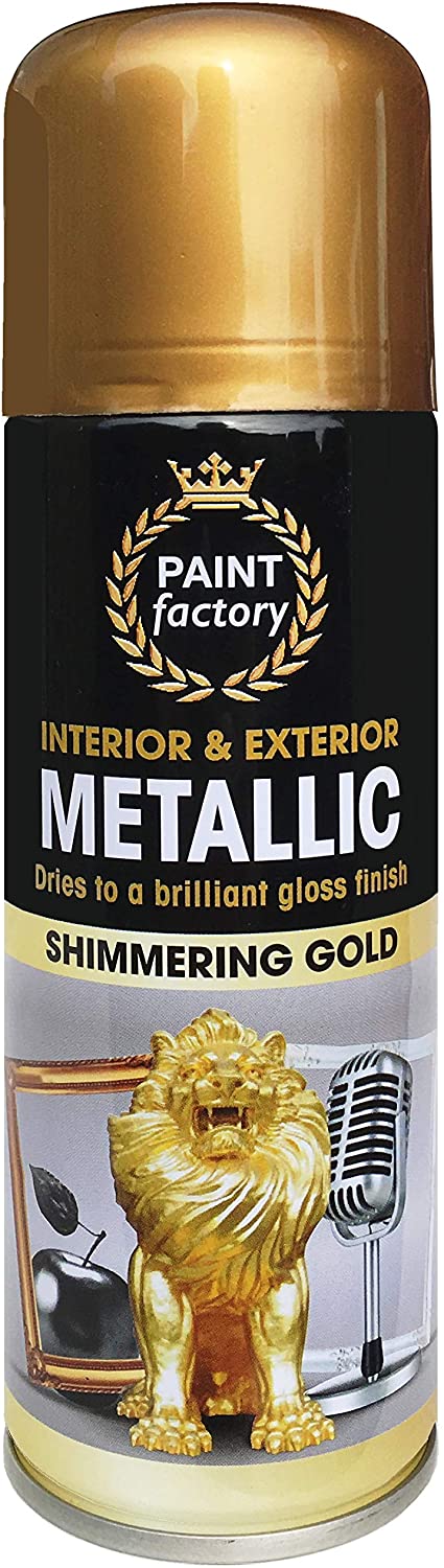 PAINT FACTORY ALL PURPOSE GOLD METALIC 200ML SPRAY PAINT. WDL7136 \\\KD22248