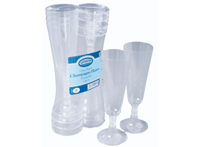 8 PK ESSENTIAL DISPOSABLE PLASTIC CHAMPAGNE FLUTES 14 CL. PLCHAMP8 \\\KD22277