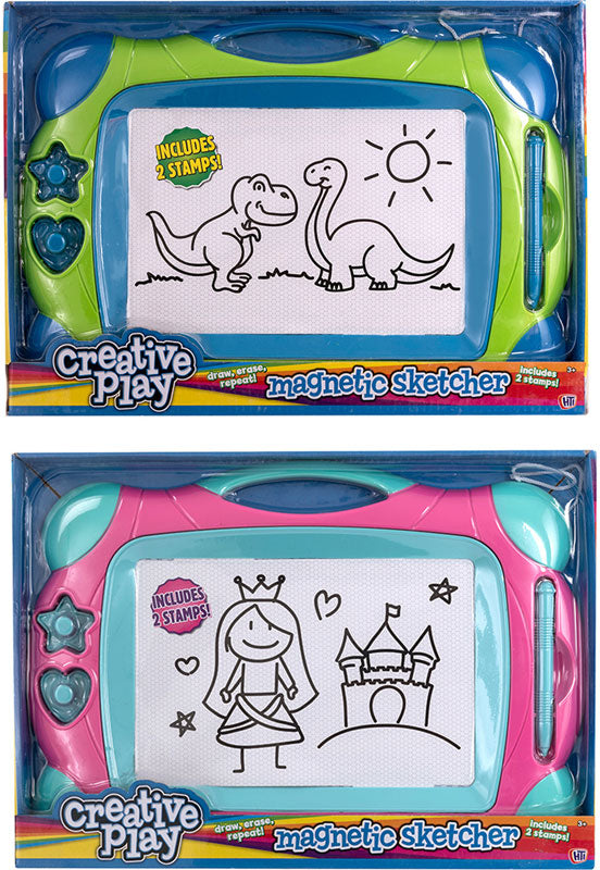 CREATIVE PLAY MAGNETIC SKETCHER INCLUDES 2 STAMPS ASSORTED COLOUR. 1374827 \\\KD22279