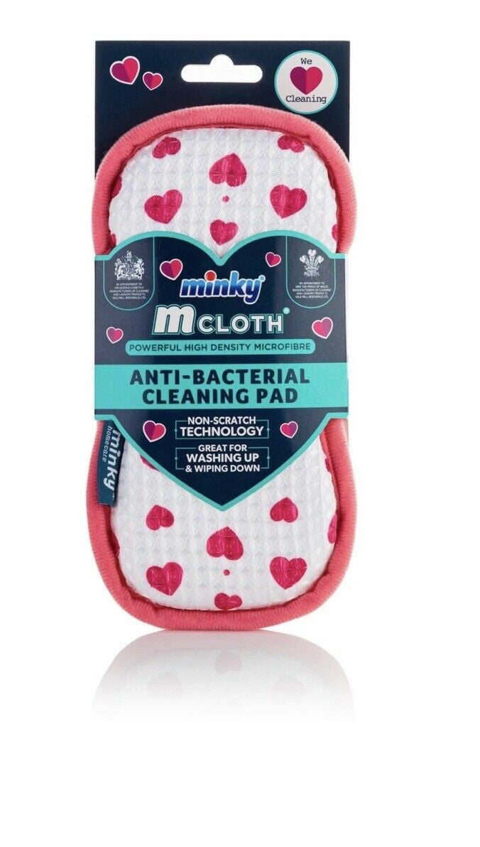 MINKY M CLOTH ANTI BACTERIAL CLEANING PAD - PINK HEART. TT78700119 \\\KD22336