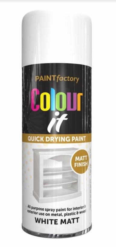 PAINT FACTORY COLOUR IT SPRAY PAINT 400ML - WHITE MATT. WDL1736PR \\\KD22350