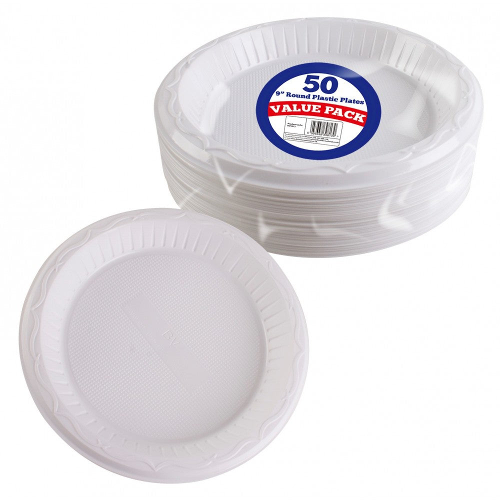 9 INCH PLASTIC VALUE PLATES - 50PC. BV9813 \\\KD22359