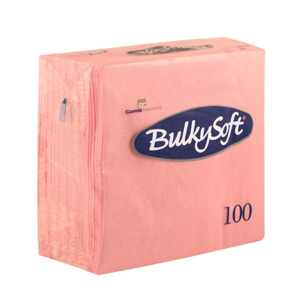 BULKY SOFT 2PLY 4 FOLD NAPKINS 33CM X 33CM 100/PK - PINK. 32370 \\\KD22401