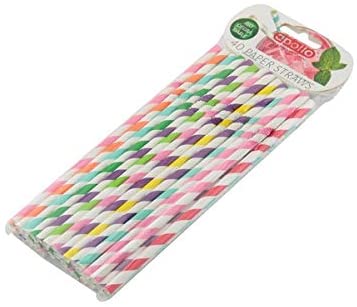 APOLLO FLEXI PAPER STRAWS STRIPE PK40 ASS COLOUR. AP9047 \\\KD22519