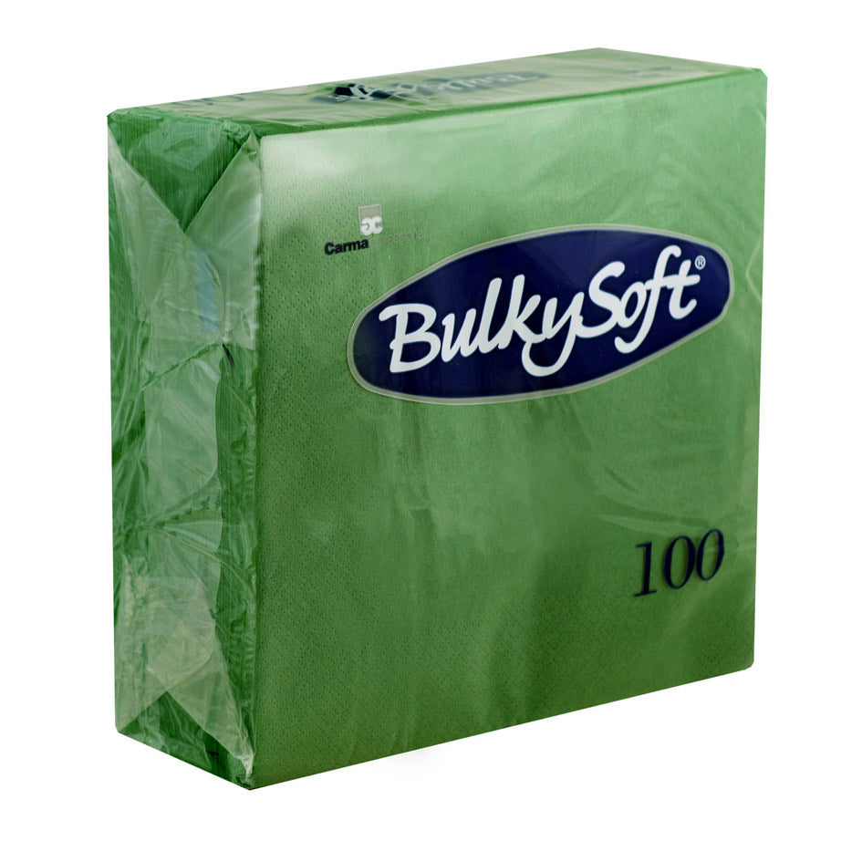 BULKY SOFT 2PLY 4 FOLD NAPKINS 40CM X 40CM 100/PK - GREEN. 32086 \\\KD22553