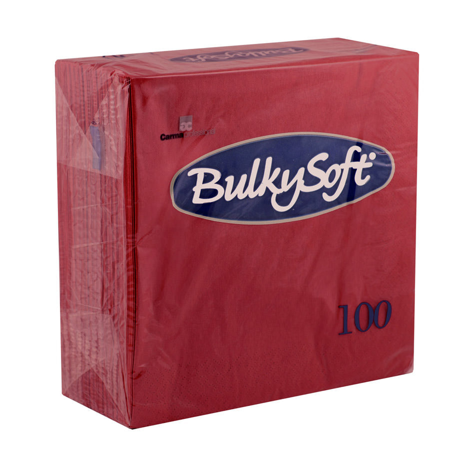 BULKY SOFT 2PLY 4 FOLD NAPKINS 40CM X 40CM 100/PK - BORDEAUX. 32083 \\\KD22554