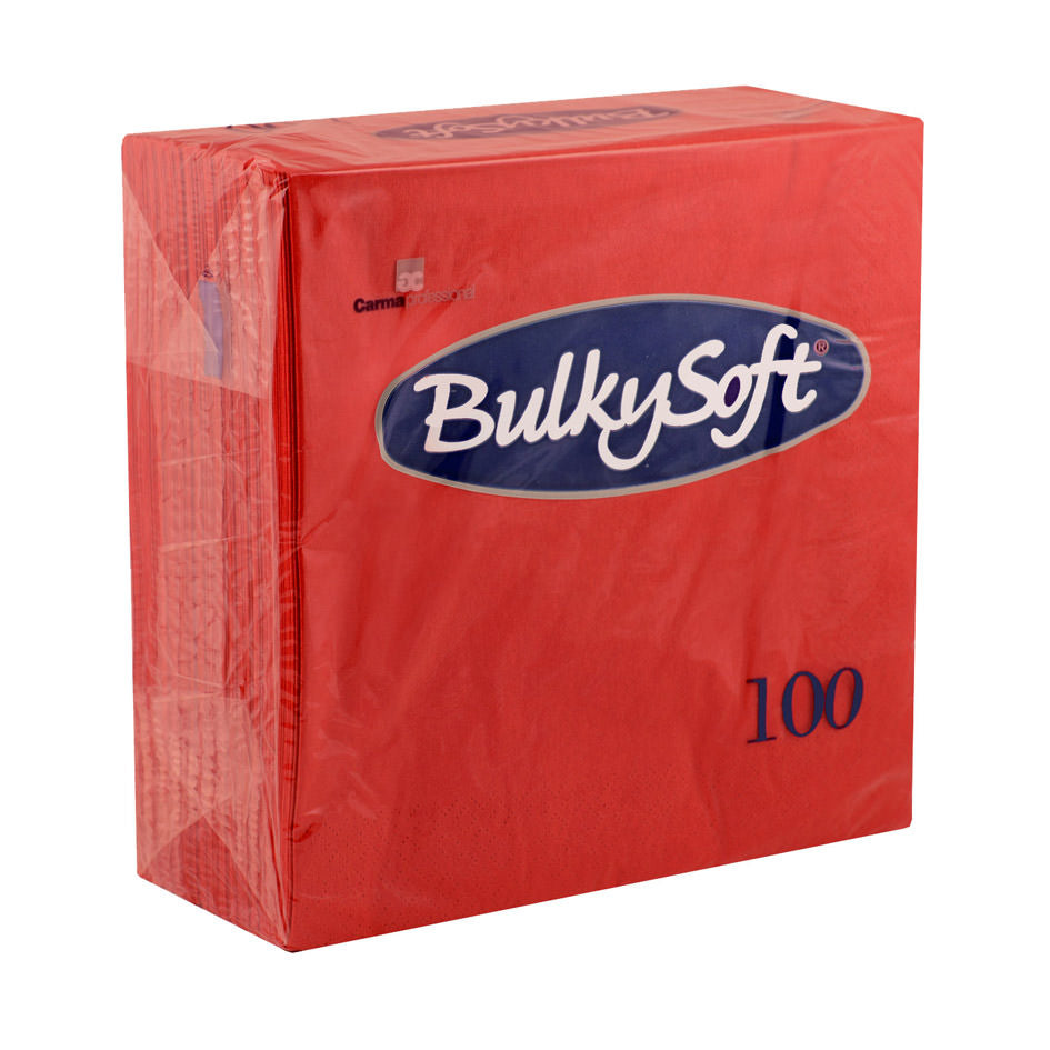 BULKY SOFT 2PLY 4 FOLD NAPKINS 40CM X 40CM 100/PK - RED. 32079 \\\KD22555