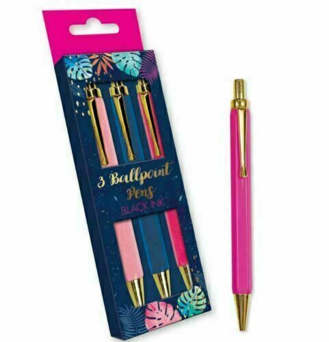 STYLISH EDGE DESIGN 3 BALLPOINT PENS MEDIUM BLACK PINK BLUE INK. CTRR \\\KD22572