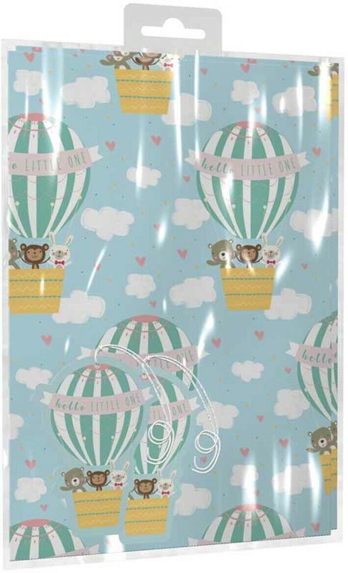 HELLO LITTLE ONE BABY SHOWER QUALITY GIFT WRAP 2 X SHEETS & TAGS X 2. YAKGS20F \\\KD22574