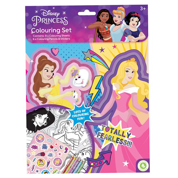 DISNEY PRINCESS COLOURING SET 8 PENCILS STICKER AND SHEETS. PSCT/4 \\\KD22575