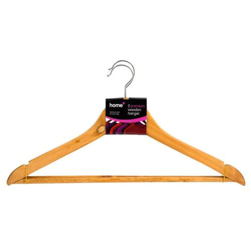 HOME PLUS 2 PREMIUM WOODEN HANGERS. Z68105 \\\KD22599