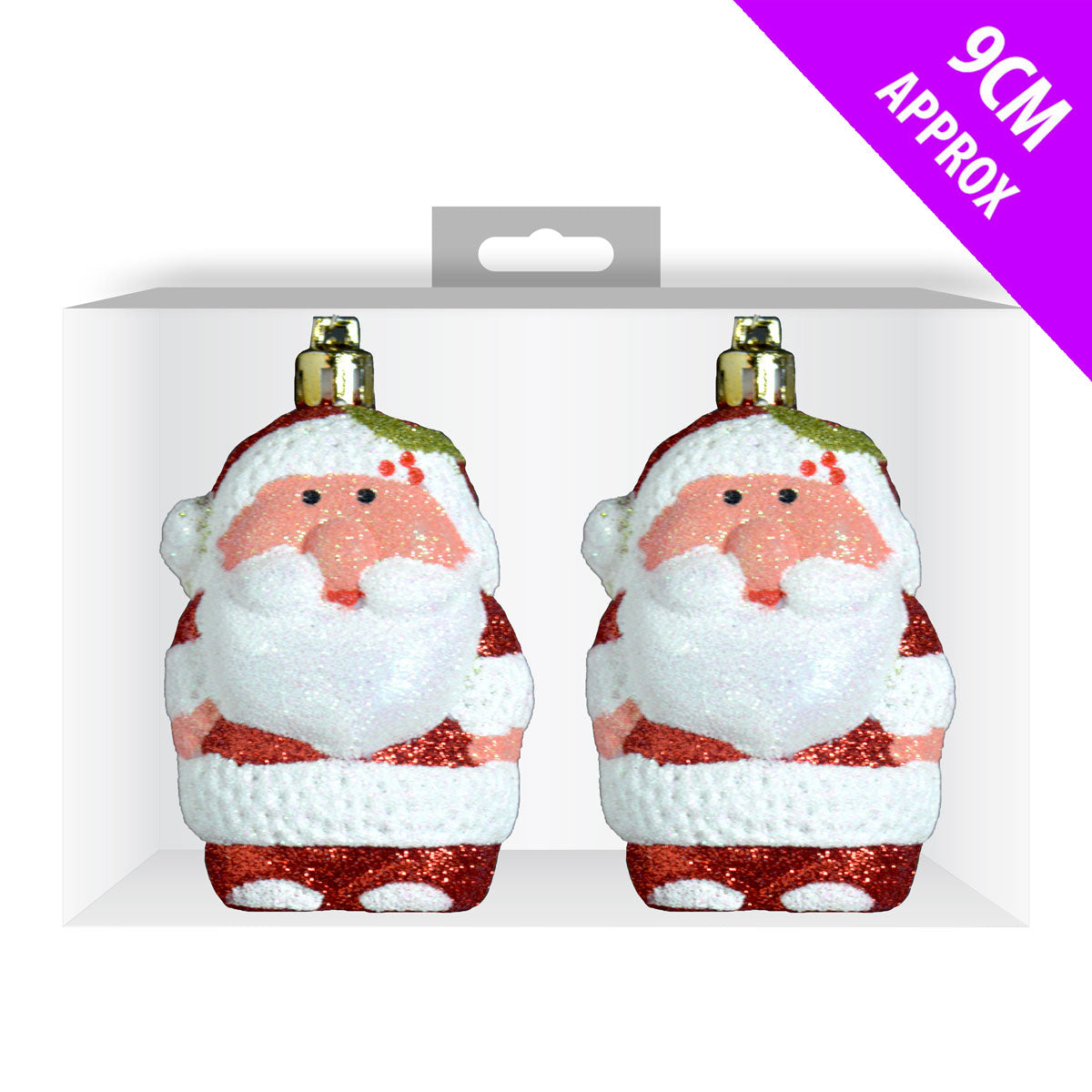 CHRISTMAS GLITTER SANTA BAUBLES 2/PK. DP55075 \\\KD22692