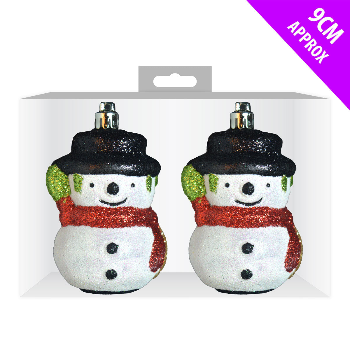 CHRISTMAS GLITTER SNOWMAN BAUBLES 2/PK. DP55076 \\\KD22693