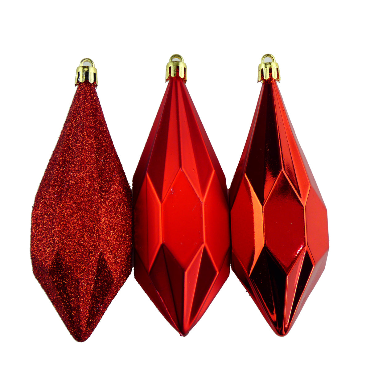 CHRISTMAS GEO DROPS BAUBLES 14CM 3/PK - RED. DP56582 \\\KD22706