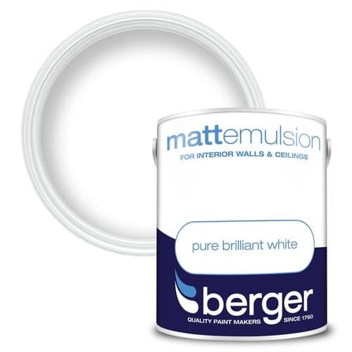 BERGER MATT EMULSION PURE BRILLIANT WHITE 5L. 5020266 \\\KD22723