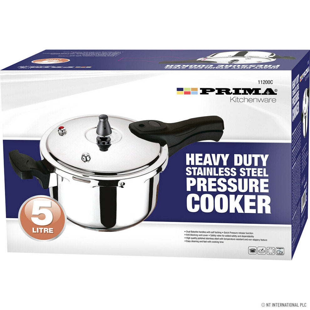 PRIMA HEAVY DUTY STAINLESS STEEL PRESSURE COOCKER 5 LITRE. 11200C \\\KD22742