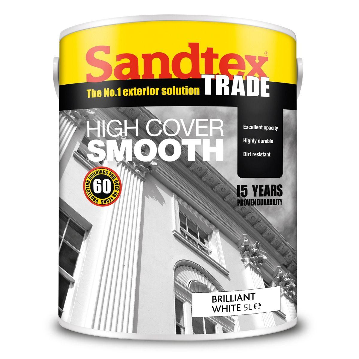 SANDTEX TRADE HIGH COVER SMOOTH PURE BRILLIANT WHITE PAINT 5L. 5025729 \\\KD22747
