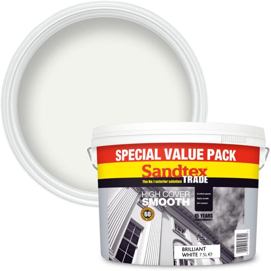 SANDTEX TRADE HIGH COVER SMOOTH PURE BRILLIANT WHITE PAINT 7.5L. 5092816 \\\KD22756