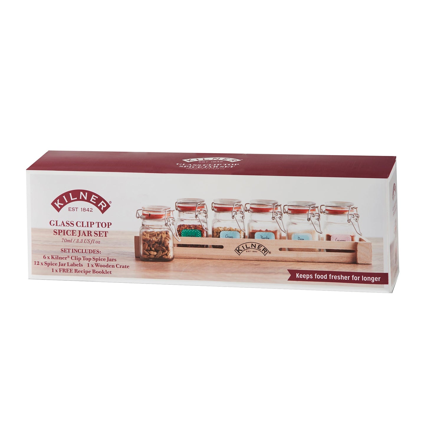 KILNER 6 GLASS CLIP TOP SPICE JAR SET 70ML EACH. 0025807 \\\KD22766