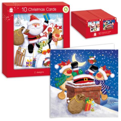 GIFTMAKER 10 CHRISTMAS GREETINGS CARDS - SANTA & FRIENDS. GC822 \\\KD22786