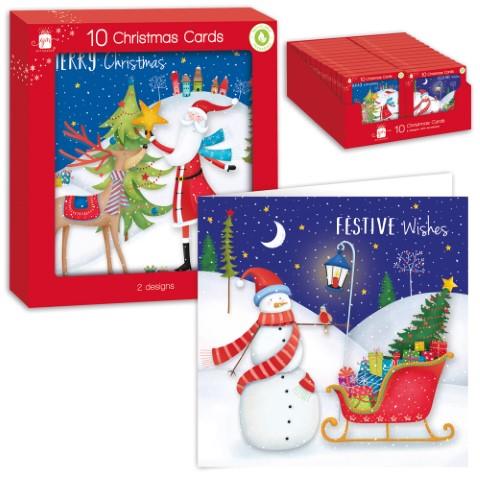 GIFTMAKER 10 CHRISTMAS GREETINGS CARDS - WHIMSICAL SCENE. GC811 \\\KD22790