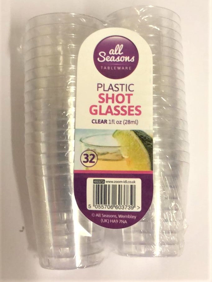 28ML SHOT GLASSES CLEAR 32 PK. Z60373 \\\KD22815