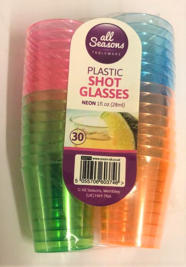 28ML SHOT GLASSES NEON 32 PK. Z60374 \\\KD22816