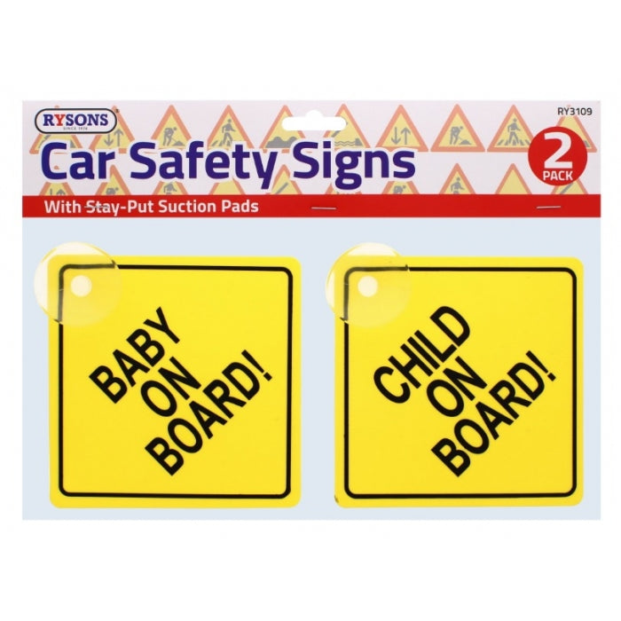 2X CAR SAFETY SIGNS BABY CHILD ON BOARD SUCTION CUP. RY3109 \\\KD22819