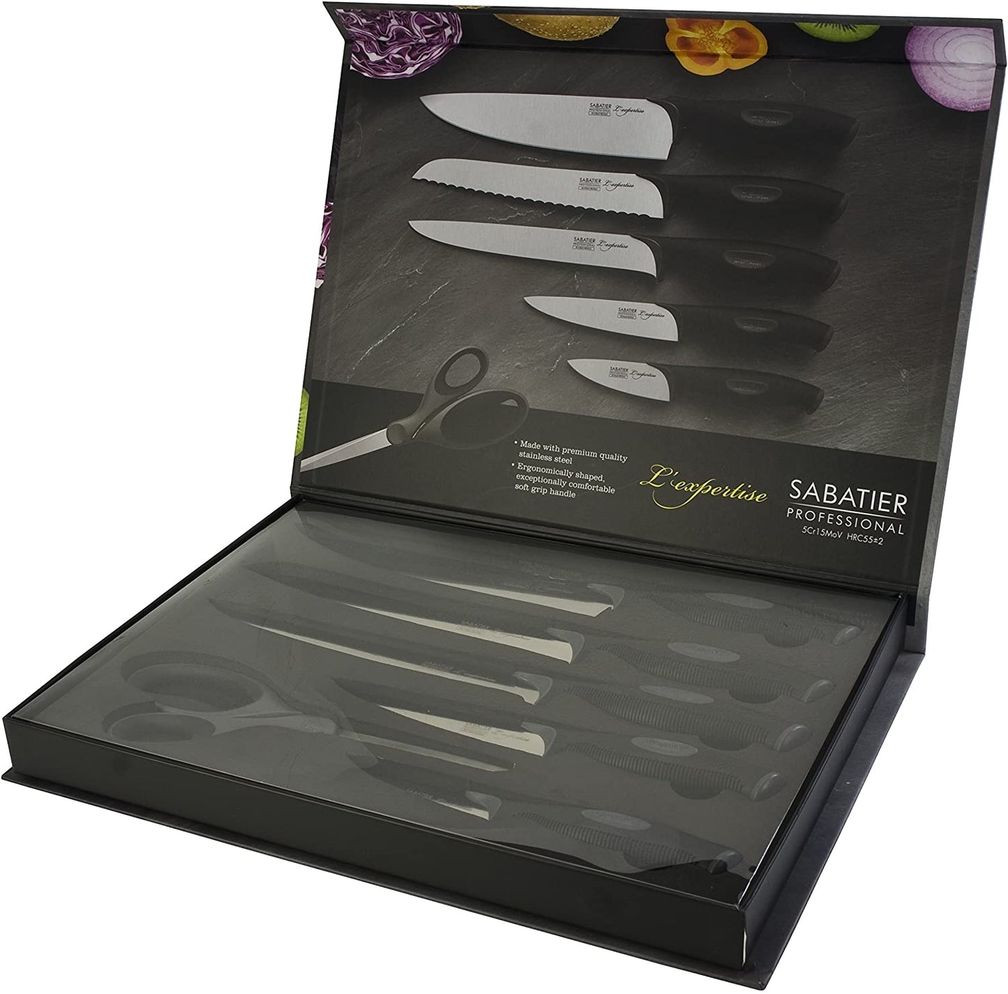 SABATIER KITCHEN 5 PIECE KNIFE SET MOLYBDENUM STAINLESS STEEL. SABPRBS1 \\\KD22935