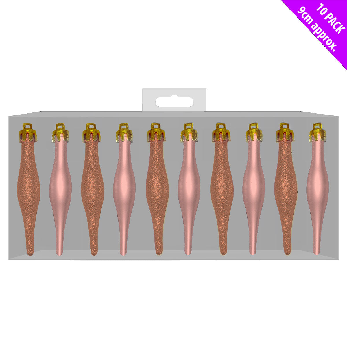 10 PCS DROPLET GLITER BABUBLES ROSE GOLD 90 MM. DP55284 \\\KD22981
