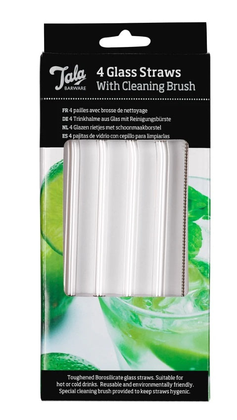TALA 4 GLASS STRAWS WITH CLEANING BRUSH. 10A14387 \\\KD23025