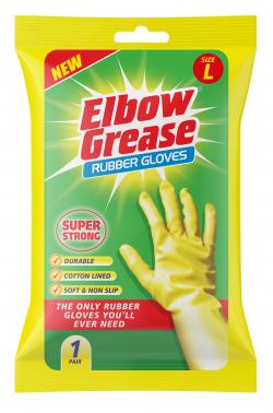 ELBOW GREASE RUBBER GLOVES SUPER STRONG COTTON LINED DURABLE SIZE LARGE. EG26 \\\KD23047