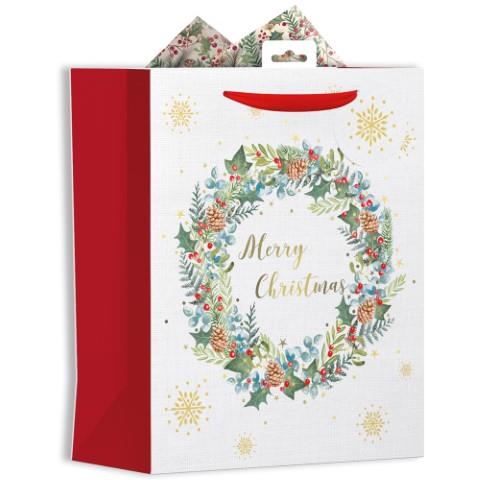 GIFT MAKER CHRISTMAS LARGE GIFT  BAG - WREATH. GB30L \\\KD23152