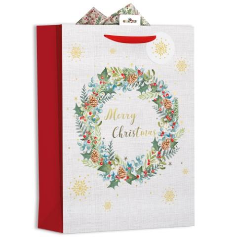 GIFT MAKER EXTRA LARGE CHRISTMAS GIFT BAG - WREATH. GB30X \\\KD23153