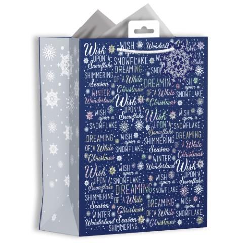 CHRISTMAS MEDIUM GIFT BAG - NAVY BLUE CHRISTMAS TEXT. XALGB04M \\\KD23154