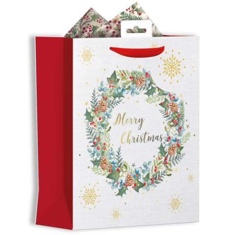 CHRISTMAS MEDIUM GIFT BAG - WREATH. XALGB30M \\\KD23158