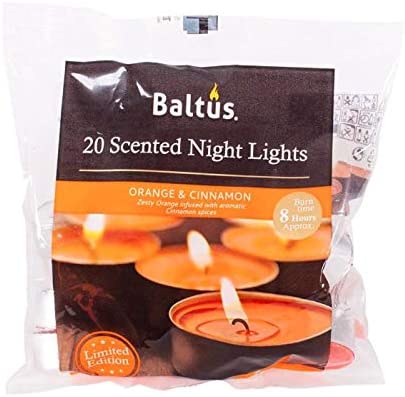 BALTUS ORANGE & CINNAMON 8 HOUR TEA LIGHTS 20 PACK WINTER EDITION. PES020-20OC \\\KD23160