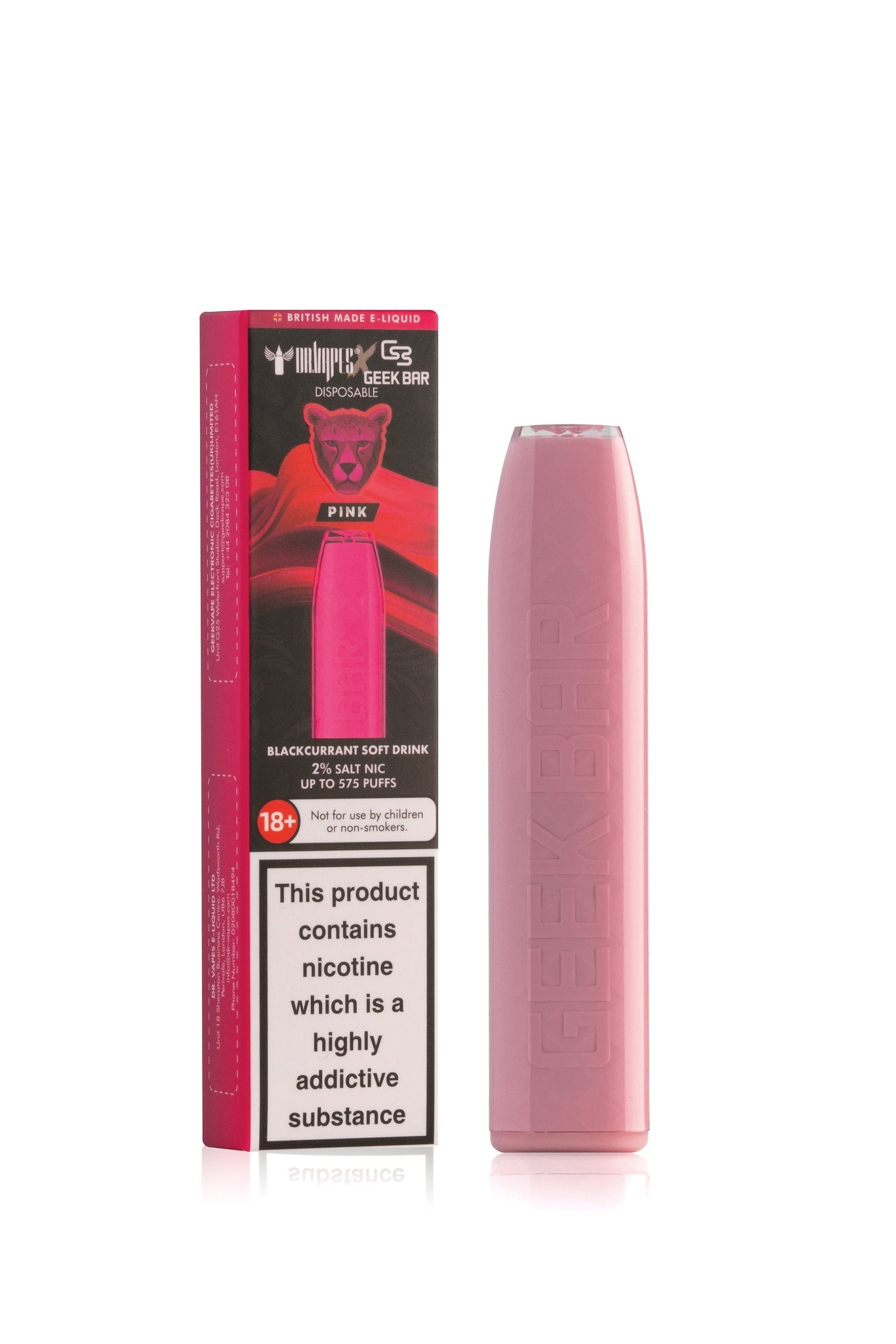 10 X DR VAPE GEEK BAR PINK BLACKCURRENT SOFT DRINK \\\KD23222