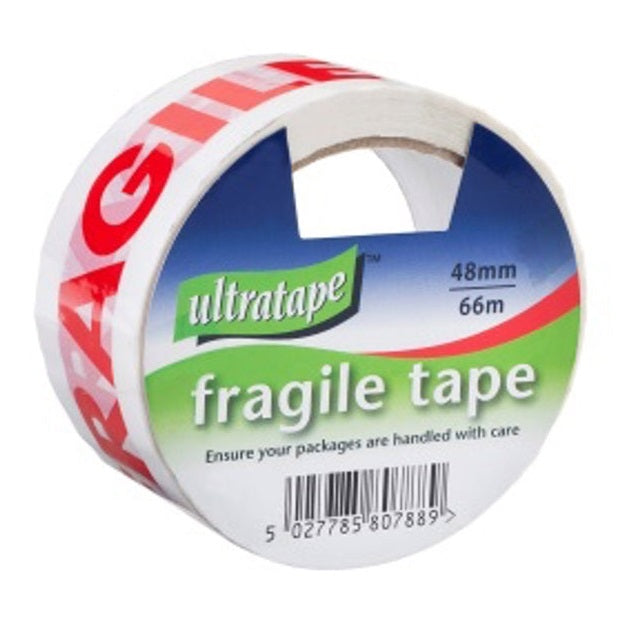 ULTRATAPE FRAGILE RED ON WHITE TAPE 48MM X 66M PACK OF 6. PT48X66FRAG \\\KD23230