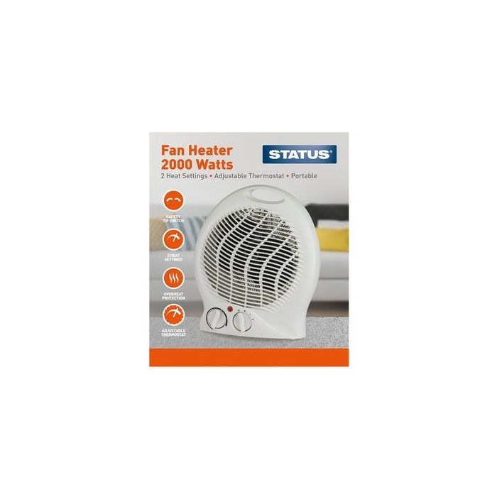 STATUS UPRIGHT FAN HEATER WITH THERMOSTAT 2000 WATTS. FH1P-2000W1PKB \\\KD23232